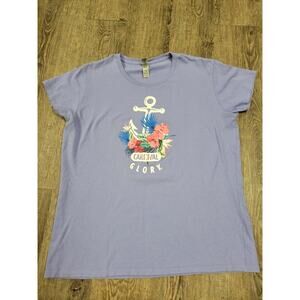 Carnival GLORY Anchor Tropical Flowers Women's Lavender TShirt Size XL